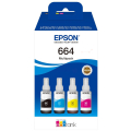 Für Epson EcoTank L 350:<br/>Epson C13T664640/664 Tintenflasche MultiPack Bk,C,M,Y 70ml 1x4500pg + 3x7500pg VE=4 für Epson L 300/655 