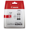 Für Canon Pixma TS 9050 Series:<br/>Canon 0318C010/PGI-570PGBKXL Tintenpatrone schwarz High-Capacity pigmentiert Doppelpack Blister mit Sicherheitsband, 2x1.000 Seiten ISO/IEC 24711 22ml VE=2 für Canon Pixma MG 5750/7750 