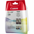 Für Canon Pixma MP 280 Series:<br/>Canon 2970B010/PG-510+CL-511 Druckkopfpatrone Multipack schwarz + color, 2x220 Seiten ISO/IEC 24711 9ml VE=2 für Canon Pixma MP 240 