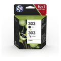Für HP Envy Inspire 7200 Series:<br/>HP 3YM92AE/303 Druckkopfpatrone Multipack schwarz + color 4ml VE=2 für HP Envy Photo 6230 