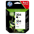 Für HP Envy 5020 All-ln-One:<br/>HP 3JB05AE/304 Druckkopfpatrone Multipack schwarz + color 100 pg + 120 pg VE=2 für HP DeskJet 2620/3720 