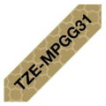 Für Brother P-Touch D 800 W:<br/>Brother TZ-EMPGG31 DirectLabel schwarz auf gold Laminat 12mm x 4m für Brother P-Touch TZ 3.5-18mm/6-12mm/6-18mm/6-24mm/6-36mm 